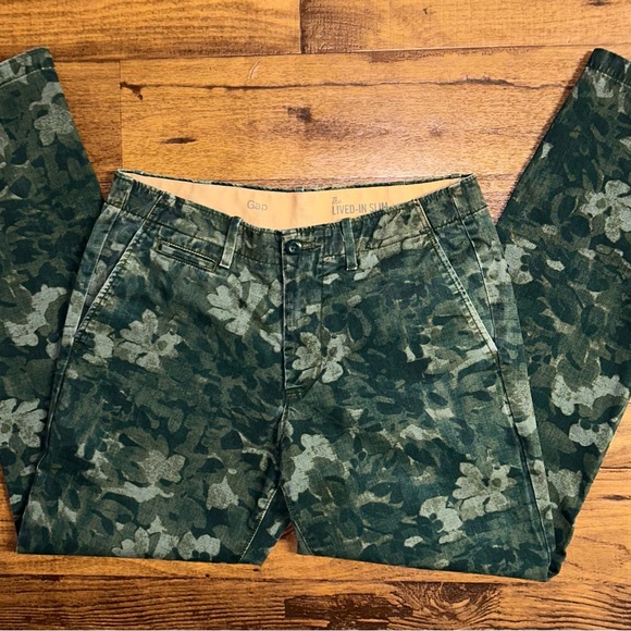 Gap • Men’s • Size 31/30 • Slim • Green • Floral Print • Trouser Pants - Picture 7 of 11